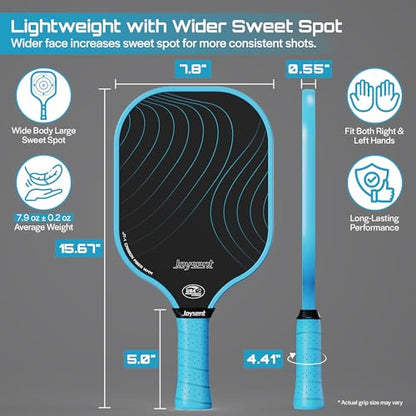 Pickleball Paddles Set, USAPA Approved Carbon Fiber Pickleball Set of 2 with Beginner Pickleball Rackets, Indoor Outdoor Pickle Balls for Adults Men Women, JT-1 - color: Blue