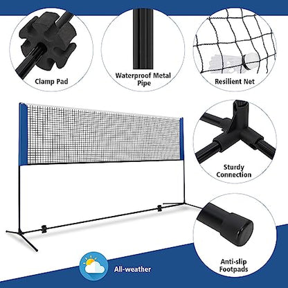 Goplus Portable Badminton Net Set, 10FT/ 14FT Volleyball Pickleball Net with 2.7FT-5FT Adjustable Height, 2 Shuttlecocks, Carrying Bag for Backyards, Beach, Driveway, Family Outdoor Game - size: 10 FT