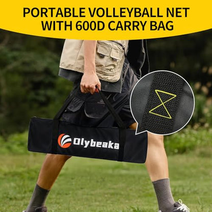 20FT Outdoor Volleyball Net Set System for Backyard Beach with Anti-Sagging Net, Iron Adjustable Height Poles, Soft PU Volleyball and Pump, Carry Bag - Instant Set Up & Durable - color: Black and Green
