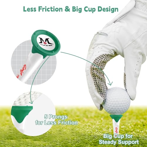 MAZEL Plastic Golf Tees 8 Pack｜Excellent Durability and Stability Plastic Tees with 5 Prongs,Reduces Friction & Side Spin - color: Deep Green