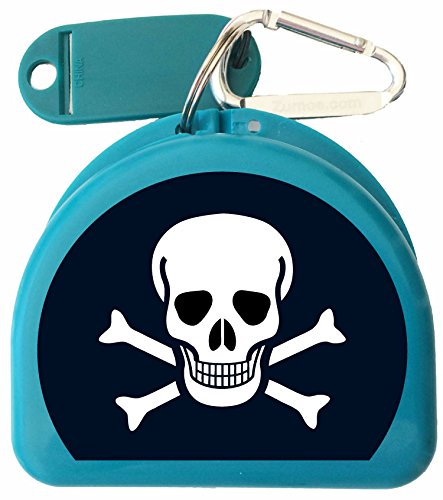 Mouth Guard, Retainer Mouthguard Dental Case - Skulls & Bones - color: Aqua