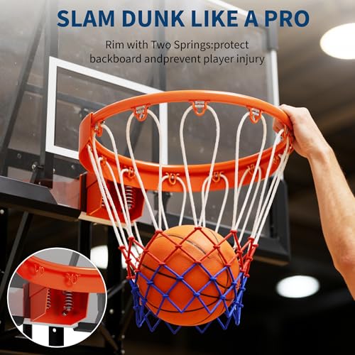 48'' Wall Mounted Basketball Hoop with Shatterproof Backboard, Basketball Portable Hoop & Goal, Indoor & Outdoor with Adjustable Height, Classic Basketball Court, Teens, Adults, Schools, Parks, Garage
