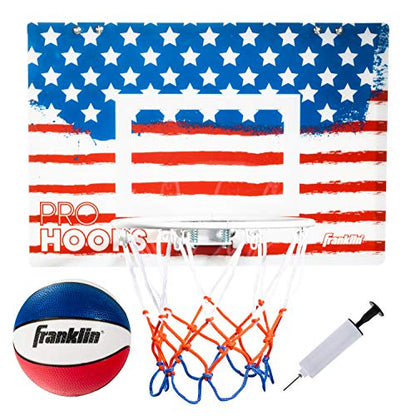 Franklin Sports Mini Basketball Hoops-Indoor Over The Door Mini Hoop+Basketball Sets-Perfect Accessory for Bedroom+Office - size: 17.75" x 12" (Pack of 1), style: Red, White, Blue - 17.75" x 12"
