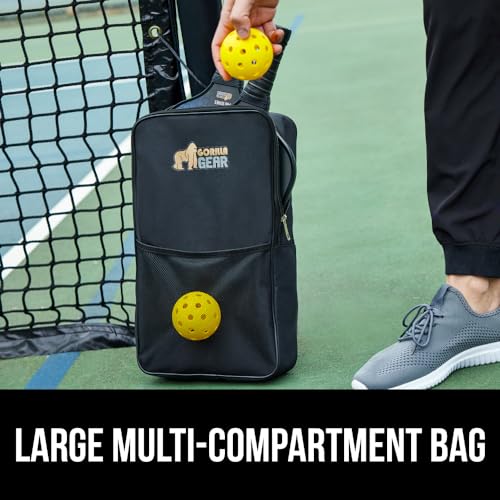 Gorilla Gear USAPA Approved Pickleball Starter Set, Fiberglass Paddles with Bag and Balls, Indoor Outdoor Court Use, Comfortable Racket Grip, Oversized Sweet Spot Pickle Ball Paddle for Men, Women