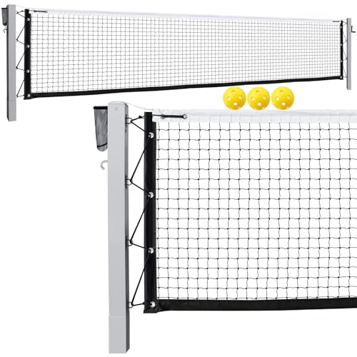 Pro Pickleball Net Portable with Wheels – 22ft Heavy Duty Pickleball Net System with Sturdy Aluminum Frame for Outdoor & Indoor – Nylon Net & Carrying Bag for Pickleball, Tennis, Badminton - style: In-Ground