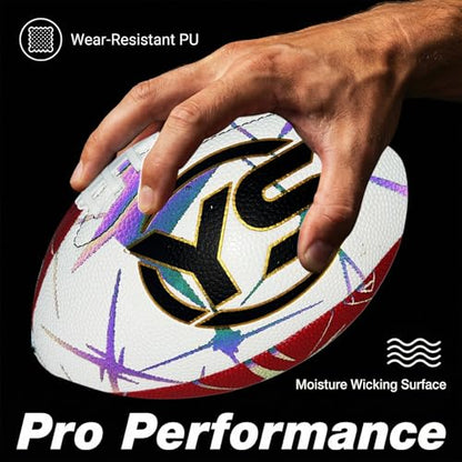 Holographic Reflective Football - Maximize Night Visibility with Glow in The Dark Tech, Size 9 Cool Luminous American Football for Rugby Safe Play, Perfect Youth & Adult Gift