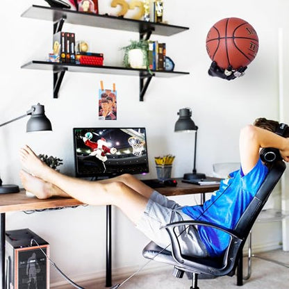 Basketball Holder, Hand Sculpture Ball Holder Wall Mount Art Decor Stand Basketball Storage Rack Organizer Display Case Man Cave for Football Soccer Gifts for Him Men Boys Gamers