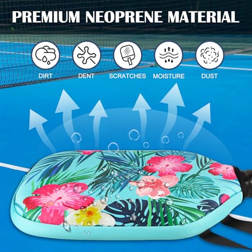 Pickleball Paddle Cover, Neoprene Racket Sleeve with Zipper, 11.8" * 9.05" Soft & Durable Pickleball Paddle Protection Cover 1Pc & 2 Pcs - color: Floral 1 Pc
