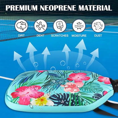 Pickleball Paddle Cover, Neoprene Racket Sleeve with Zipper, 11.8" * 9.05" Soft & Durable Pickleball Paddle Protection Cover 1Pc & 2 Pcs - color: Floral 1 Pc