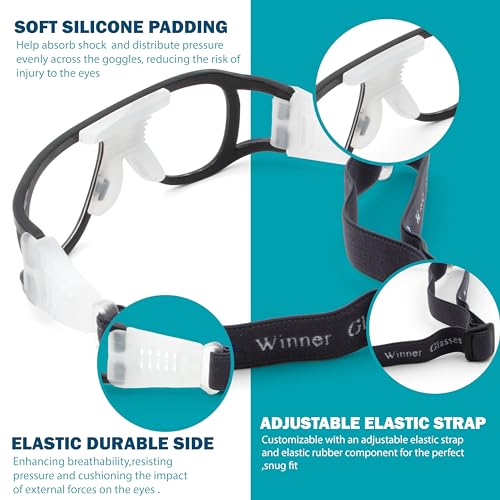 BLUE CUT Safety Outdoor Sports Goggles Unisex Anti Fog Ideal For Basketball Racquetball - color: Shiny Black