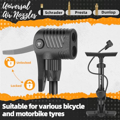 Bike Floor Pump, Bikes Pump with Gauge,Bicycle Air Pump with High Pressure 160 Psi, BikeTire Pump with Presta Schrader Valves，Portable Hand Pump Bike, Fits Road Bikes MTB E-Bike, Ball - color: Black