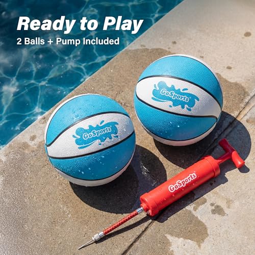 GoSports Water Basketballs 2 Pack - Choose Between Size 3 and Size 6, Great for Swimming Pool Basketball Hoops - style: Light Blue SIze 3 (7" D)