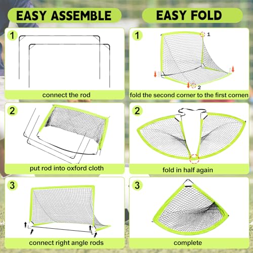 Kids Soccer Goals for Backyard Set of 2-6x4 ft Portable Pop Up Soccer Nets Training Equipment with Soccer Ball, Ladder, Cones, Ideal Birthday for Kids,Baseball & Softball Batting Cages