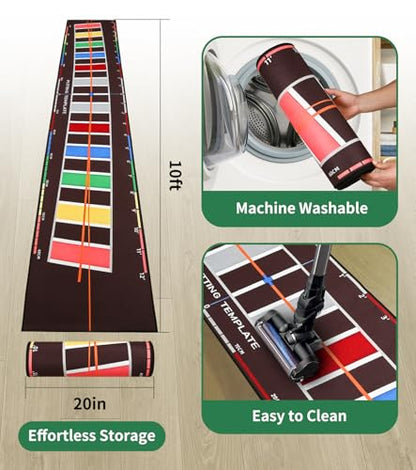 Golf Putting Mat 20 in X 10 ft Professional Golf Mat with Distance Markers Non-Slip Putting Matt for Indoors Home Office Backyard Practice Supplies