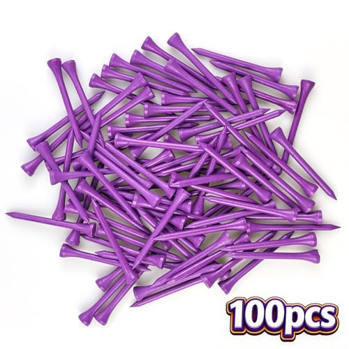 Wooden Golf Tees 3-1/4", 2-3/4", 1-1/2" Available,100 Count (Natural Color, White, Black, Blue, Red, Pink) - color: Purple, size: 2 3/4 inch