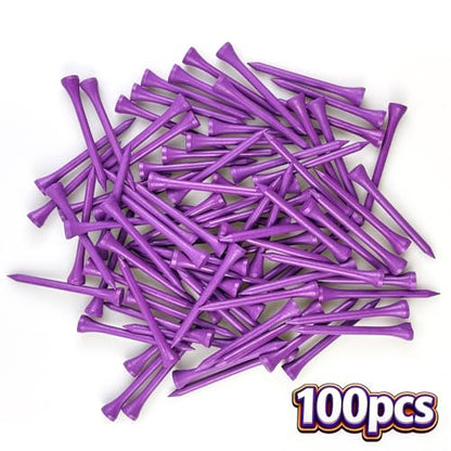 Wooden Golf Tees 3-1/4", 2-3/4", 1-1/2" Available,100 Count (Natural Color, White, Black, Blue, Red, Pink) - color: Purple, size: 3 1/4 inch