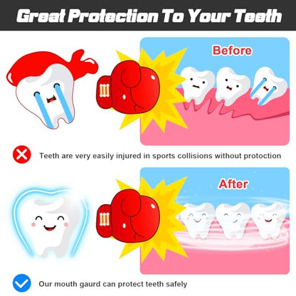 MENOLY Youth Mouth Guard - 5 Packs Football Mouth Guard, BPA Free Mouth Guard with Portable Case, Mouth Guard Sports for Boxing, Basketball, Lacrosse, MMA, Hockey, Wrestling, Soccer - size: Medium (8-14 Year old)