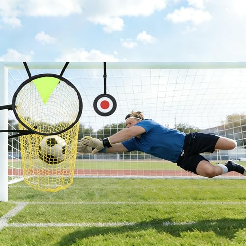 Soccer Target Net and Disc Set with Drawstring Backpack– 20” Goal Target Net (2 PCS) + 7" ABS Target Disc – Adjustable Straps, Clear Visibility for Shooting Accuracy for Solo Drills, Team Training