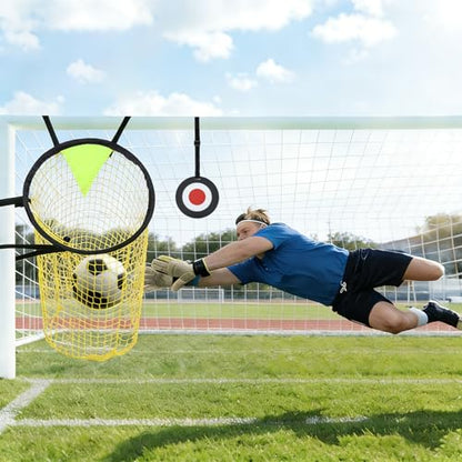 Soccer Target Net and Disc Set with Drawstring Backpack– 20” Goal Target Net (2 PCS) + 7" ABS Target Disc – Adjustable Straps, Clear Visibility for Shooting Accuracy for Solo Drills, Team Training