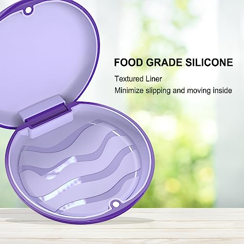 Retainer Case with Silicone Inner & Magnetic Closure – Hard Shell Portable Box for Aligners, Retainers, Braces, Night Guard - Purple - color: Purple
