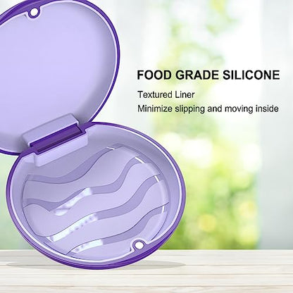 Retainer Case with Silicone Inner & Magnetic Closure – Hard Shell Portable Box for Aligners, Retainers, Braces, Night Guard - Purple - color: Purple