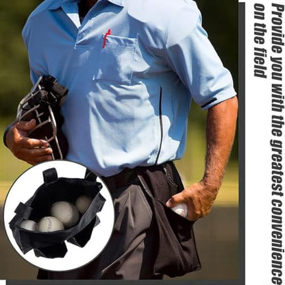 Baseball Umpire Ball Bag, Large Capacity Portable Umpire Equipment Holder with Secure Straps and Exterior Pockets, Polyester Gear Bag for Baseball and Softball, Black