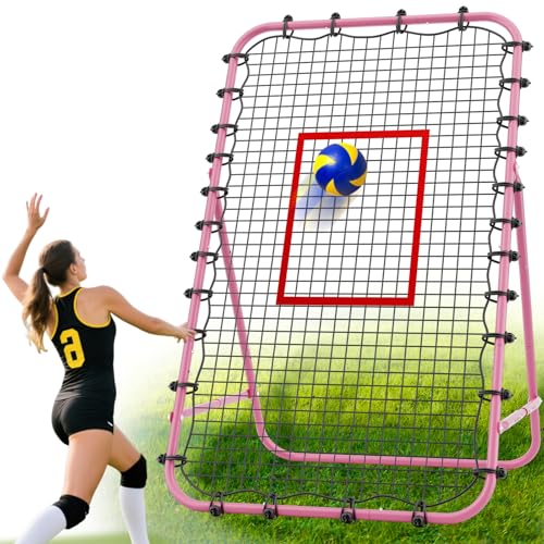 7x4 FT Volleyball Rebounder Net，Ultimate Training Equipment for Volleyball & Lacrosse，Enhanced Bouncing System for Volleying, Bumping, Spiking Drills，Multiple Adjustable Rebound Angles