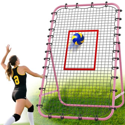 7x4 FT Volleyball Rebounder Net，Ultimate Training Equipment for Volleyball & Lacrosse，Enhanced Bouncing System for Volleying, Bumping, Spiking Drills，Multiple Adjustable Rebound Angles
