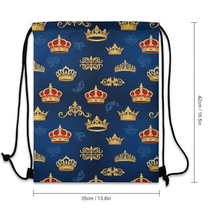 Large Capacity Beam Backpack Drawstring Sack for Basketball Sports Gear Travel Storage Men Women Unisex, Purple Blue Gold Royal Crown Bags - color: Picture (378)