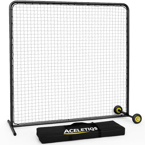 ACELETIQS Baseball Pitching Net & i-Screen (Compact & XL Sizes) Softball Baseball Pitcher Protector for Batting Cages and Fields | Heavy Duty Net for Back Drive, Line Protection - Multi-Purpose Use - size: 7x7 Feet