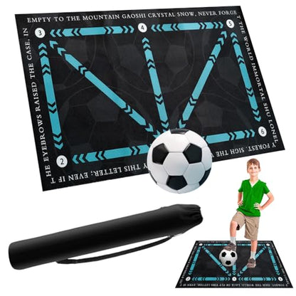 Pro Agility Soccer Mat with Video Training | 47"x32" Soccer Training Mat for Ball Mastery & Quickness | Non-Slip Footwork Skills Mat for Home/Gym | All Ages 5-65+ Training Equipment Kit - style: SOCM01