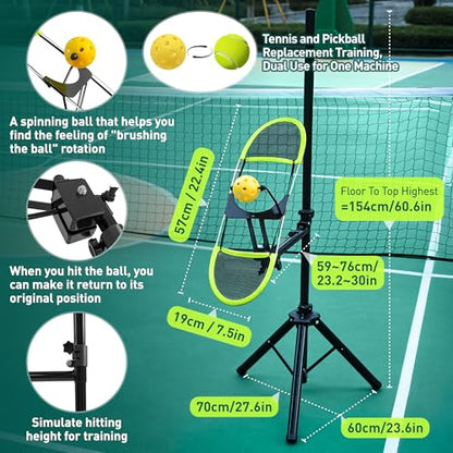Pickleball Topspin Trainer,Tennis&Pickleball Practice Tool with 360° Angles and Height Adjustment, Portable Pickle Ball Training