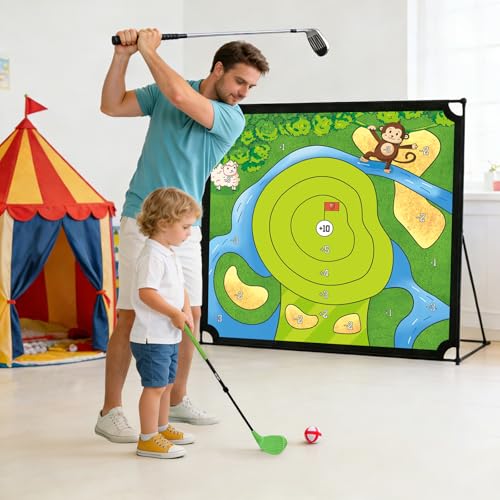 Golf Chipping Practice Game 52" x 52" Indoor Outdoor Games for Adult Kids and Family Golfer Training Set with Club - style: Golf Set with Club