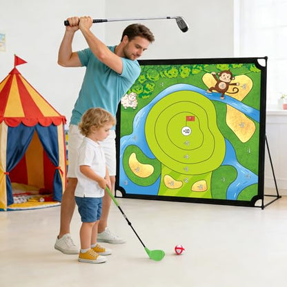 Golf Chipping Practice Game 52" x 52" Indoor Outdoor Games for Adult Kids and Family Golfer Training Set with Club - style: Golf Set with Club