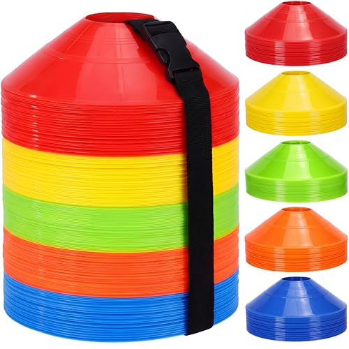 Yunsailing Soccer Cones with Straps Set, Disc Training Cones Bulk Agility Cone Sports Cone for Drills, Challenge, Football, Basketball, Skating, Coaching, Practice Equipment, Indoor, Outdoor