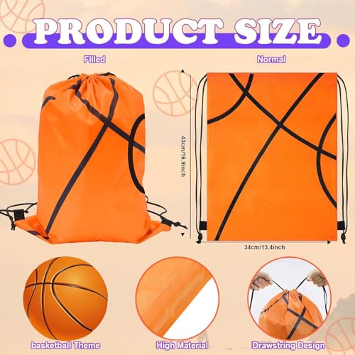 12 Pack Basketball Drawstring Backpack,Drawstring Backpacks Bulk,Large Capacity, Reliable Material,for Sports Teams(Basketball) - color: Basketball