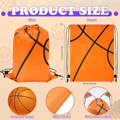 12 Pack Basketball Drawstring Backpack,Drawstring Backpacks Bulk,Large Capacity, Reliable Material,for Sports Teams(Basketball) - color: Basketball