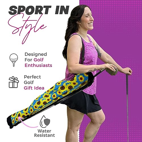 Taboo Fashion Sunday Golf Bags for Women - Lightweight Golf Range Bag with Self Flexing Stand and Shoulder Strap for Driving Range, Par 3 or Executive Course - color: Sultry Sunflowers