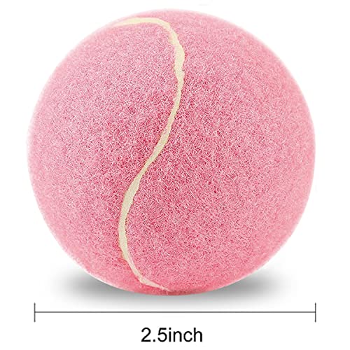 URBEST Tennis Ball 12 Packs Training Tennis Balls Practice Balls for Novice Player, Pet Dog Playing Balls with Mesh Carry Bag - color: Light Pink