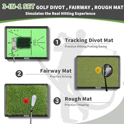 Golf Hitting Mat, Swing Path Feedback Golf Training Mat, 16"x12" Extra Replaceable Practice Mat, Indoor Outdoor Golf Swing Detection Mat, Ideal Golf Gifts for Men & Women Home Backyard Use