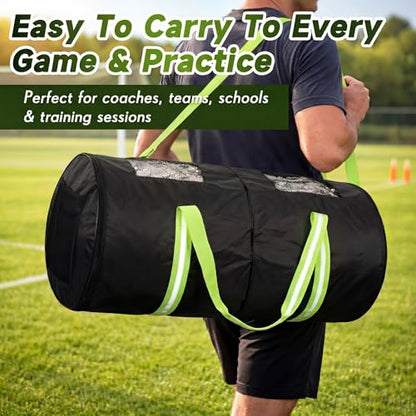 Soccer Net Carry Bag, Holds 2 Full Size Soccer Goal Nets, Storage and Transport Bags with Pockets and Shoulder Carry Straps for Travel 32 x 18 Inch Sports Equipment Accessories