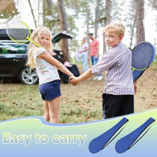 12 Pack Badminton Rackets Set Including Badminton Racquets, Nylon Shuttlecocks and Carry Bag for Outdoor Backyard Games Beginners - color: Fluorescent Yellow