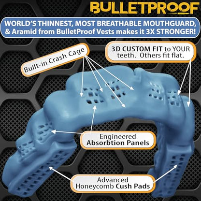Bulletproof Braces Mouthguard – World’s Thinnest & Strongest Sports Mouth Guard for Braces! Basketball Football Lacrosse Wrestling Hockey Rugby BJJ MMA Boxing Mouthpiece – Adult Youth & Kids - color: Clean White