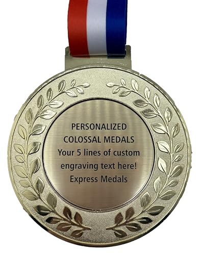 Express Medals Pack of 1 (or More) Colossal 5 Inch Gold Soccer Award Medals Variations with or Without Engraving Personalization Engraved Custom Text Names - color: Yes Engraving
