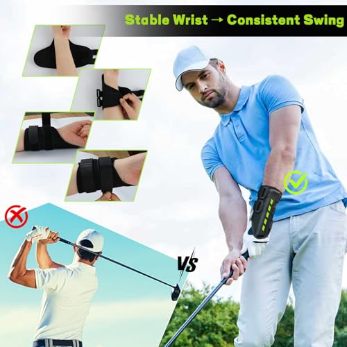 Golf Wrist Training Aid Kit with Wrist Brace & Arm Band, Durable & Comfortable Swing Trainer to Keep Arms Connected & Stabilize Wrist, Improve Swing Consistency for Beginners & Practice