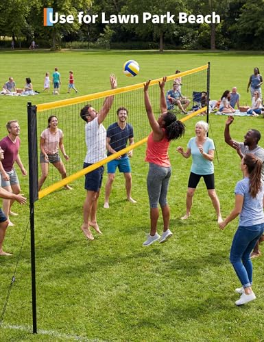 GAOMON 32FT Portable Volleyball Net System for Backyard and Beach - Professional Volleyball Net with 3-Level Adjustable Height Poles, Carrying Bag, Outdoor Volleyball Set for Grass & Sand