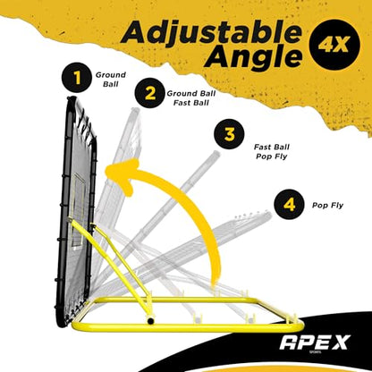 Apex Sports 4x4.5 Ft Baseball Rebounder, Multi-Sport Trainer for Soccer and Volleyball, Adjustable Angles, Easy Storage, Durable Construction, Enhances Agility, Precision, Reflexes, Solo Practice