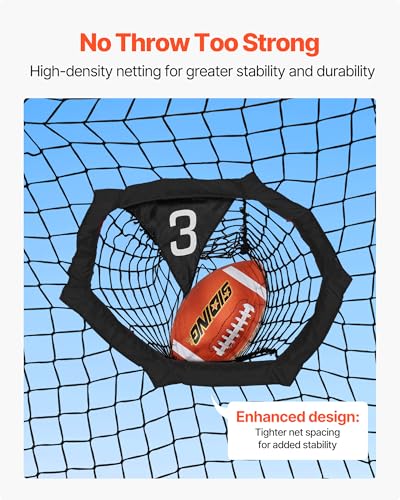 VEVOR 6x6ft Football Trainer Throwing Net, Training Throwing Target Practice Net with 5 Target Pockets,Football Training Equipment Includes Portable Carry Case,Great for Quarterback - color: Black