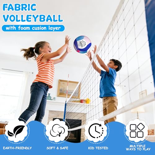 Official Size 5 Soft Indoor Volleyballs for Practicing, Safe and Silent Fabric Volleyball Ball for Youth Beginners, Realistic Feel and Bounce Volleyballs Trainer for House Yard Training
