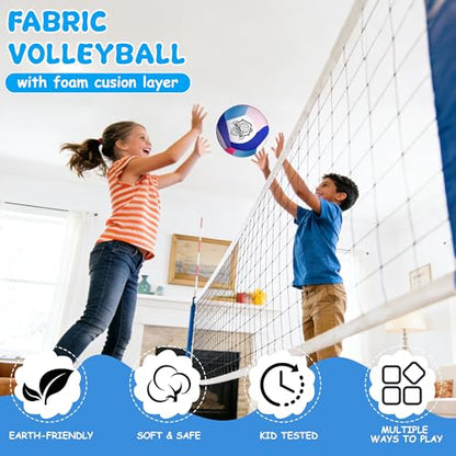 Official Size 5 Soft Indoor Volleyballs for Practicing, Safe and Silent Fabric Volleyball Ball for Youth Beginners, Realistic Feel and Bounce Volleyballs Trainer for House Yard Training